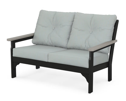 POLYWOOD® Vineyard Deep Seating Loveseat in Black / Driftwood / Spa