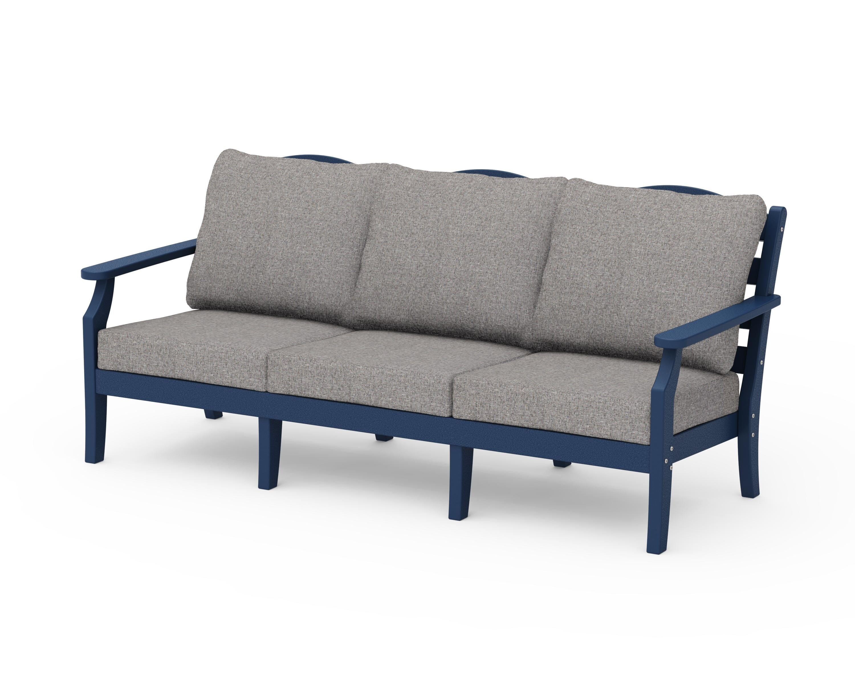 Draper James™ by  POLYWOOD® Savannah Deep Seating Sofa in Navy / Grey Mist