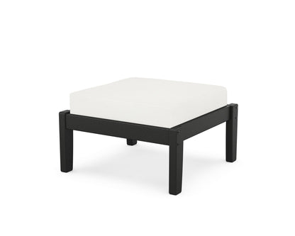 Unbranded Deep Seating Ottoman in Black / Natural Linen