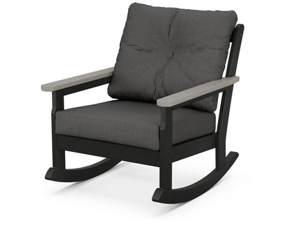 POLYWOOD® Vineyard Deep Seating Rocking Chair in Black / Driftwood / Spectrum Carbon