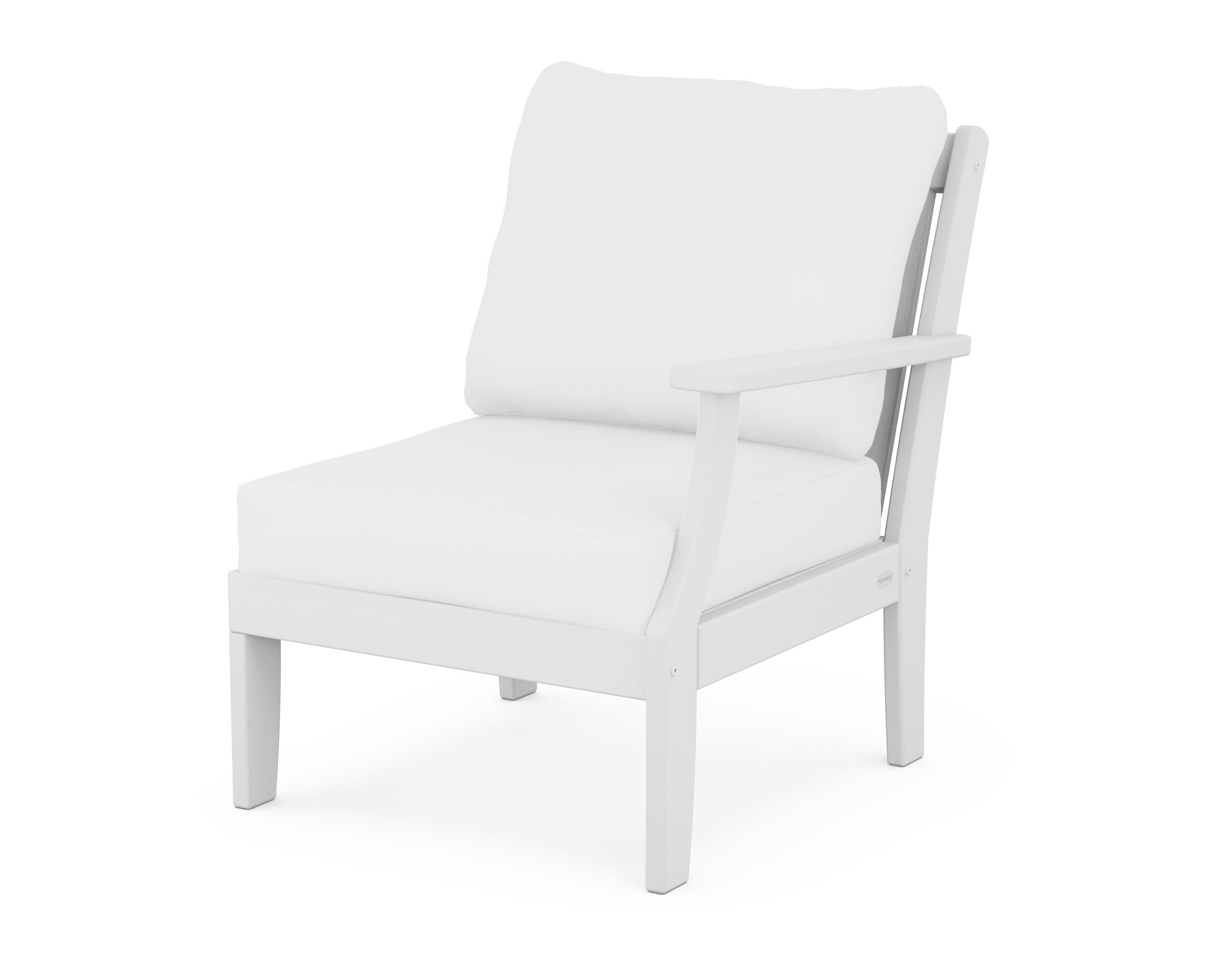 POLYWOOD® Braxton Modular Right Arm Chair in White / Natural