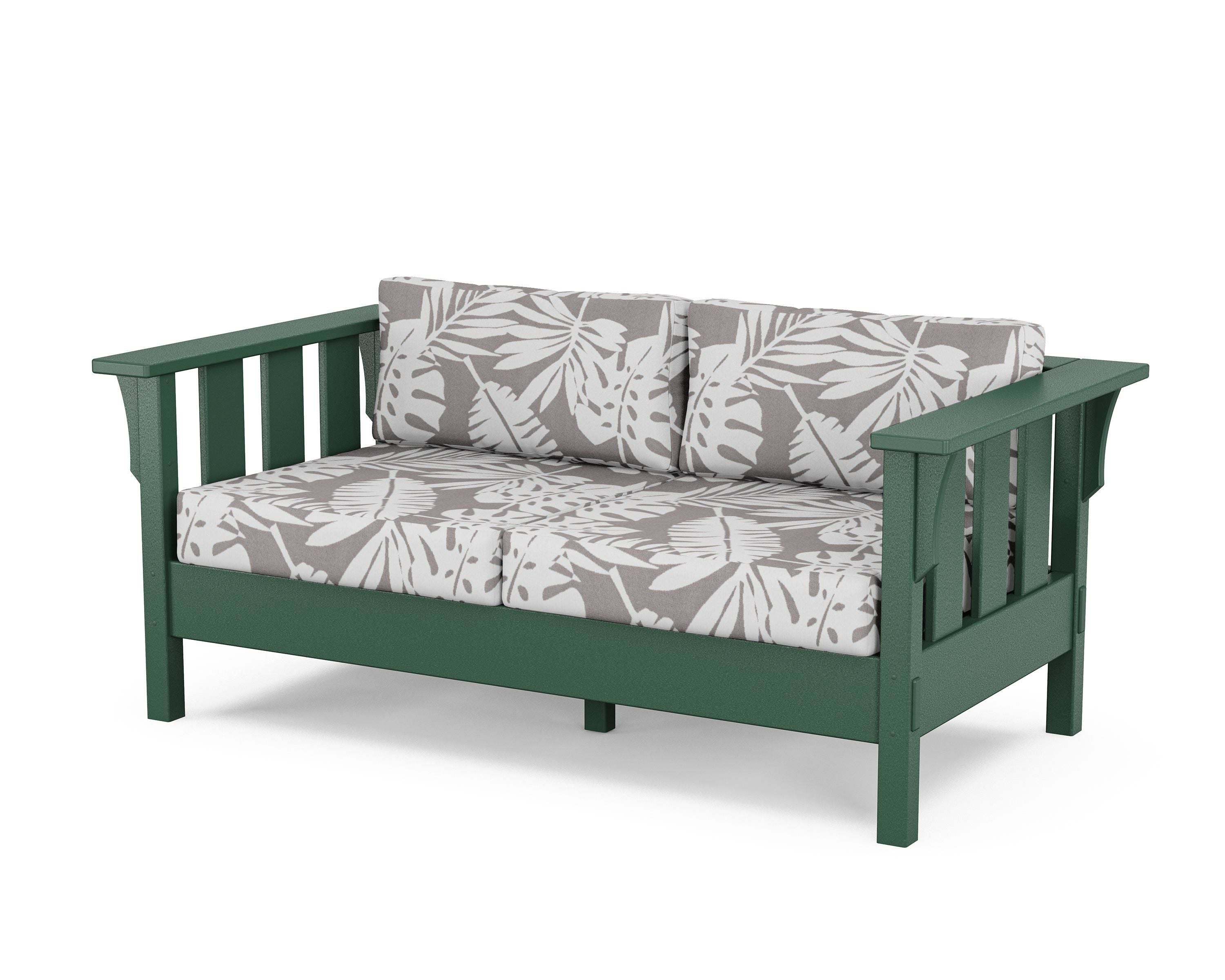 Martha Stewart by POLYWOOD® Acadia Deep Seating Loveseat in Green / Leaf Grey Mist