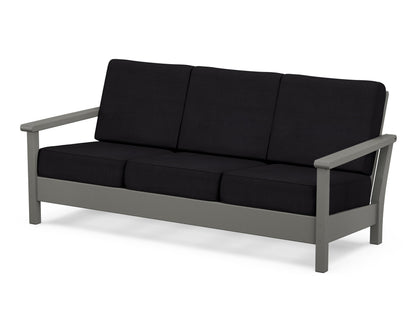 POLYWOOD® Harbour Deep Seating Sofa in Slate Grey / Midnight Linen