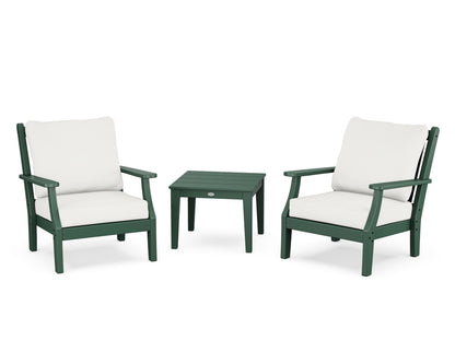Country Living Wovendale 3-Piece Deep Seating Set in Green / Natural Linen