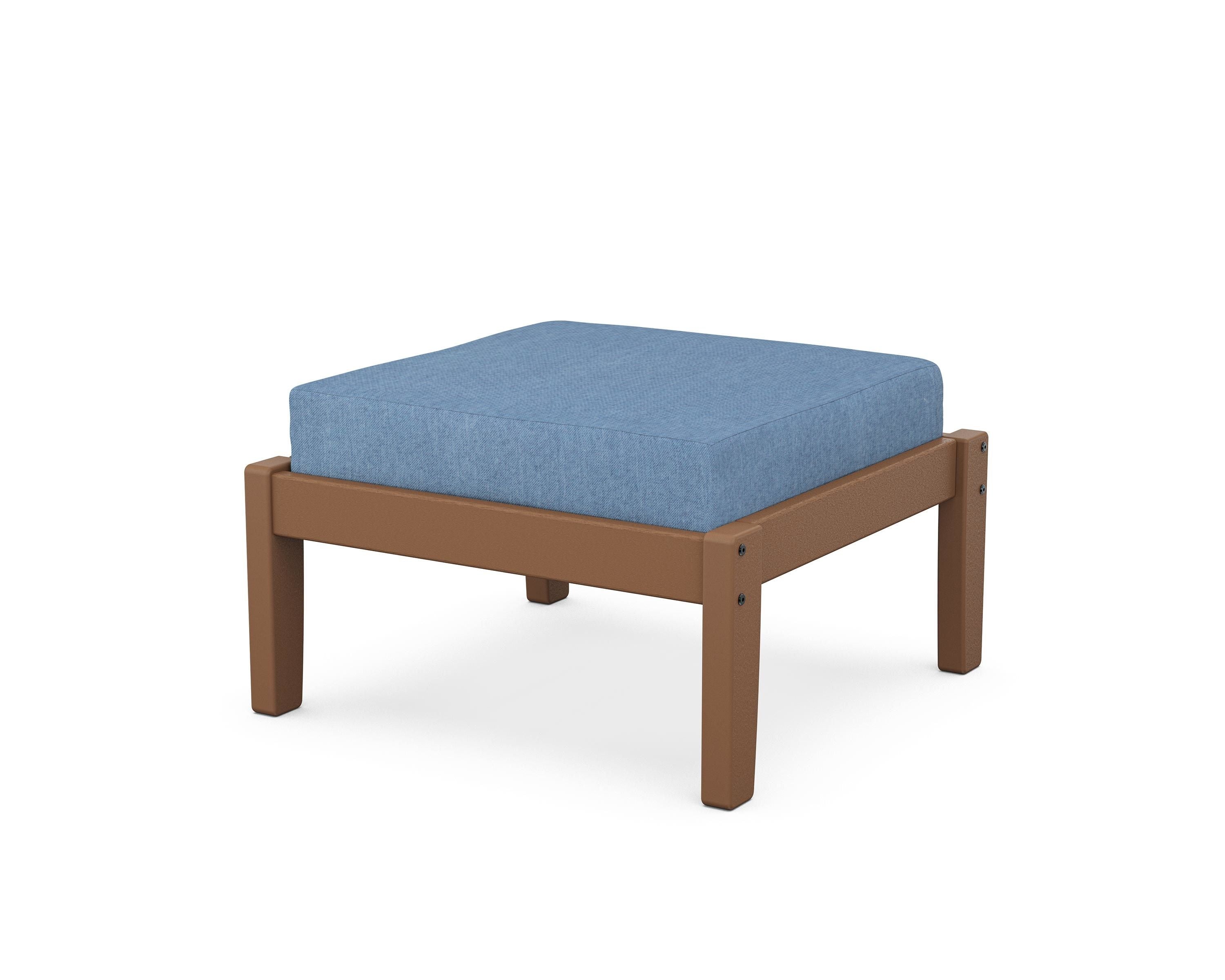 Unbranded Deep Seating Ottoman in Teak / Sky Blue