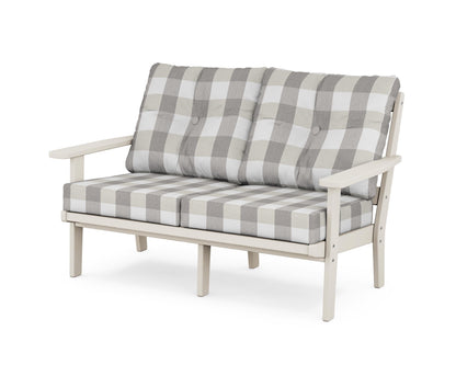 POLYWOOD® Prairie Deep Seating Loveseat in Sand / Buffalo Plaid Grey Mist