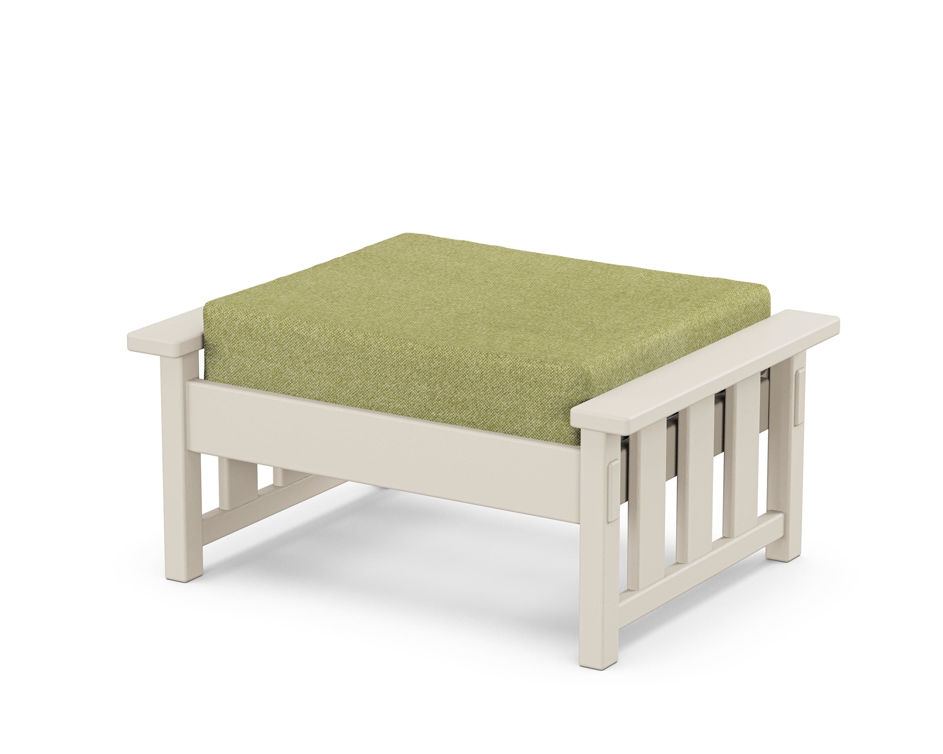Martha Stewart by POLYWOOD® Acadia Deep Seating Ottoman in Sand / Chartreuse Boucle