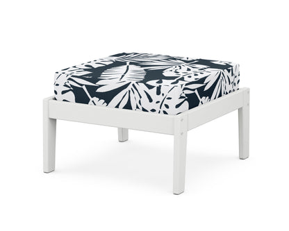 Unbranded Deep Seating Ottoman in White / Leaf Marine Indigo
