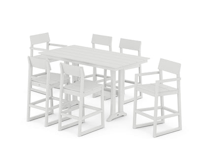 POLYWOOD® EDGE 7-Piece Farmhouse Bar Set with Trestle Legs in White