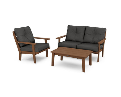 POLYWOOD® Lakeside 3-Piece Deep Seating Set in Teak / Spectrum Carbon