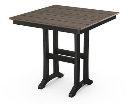 POLYWOOD® Farmhouse Trestle 37" Counter Table in Black / Kona