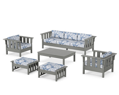 Martha Stewart by POLYWOOD® Acadia 6-Piece Lounge Sofa Set in Slate Grey / Leaf Sky Blue