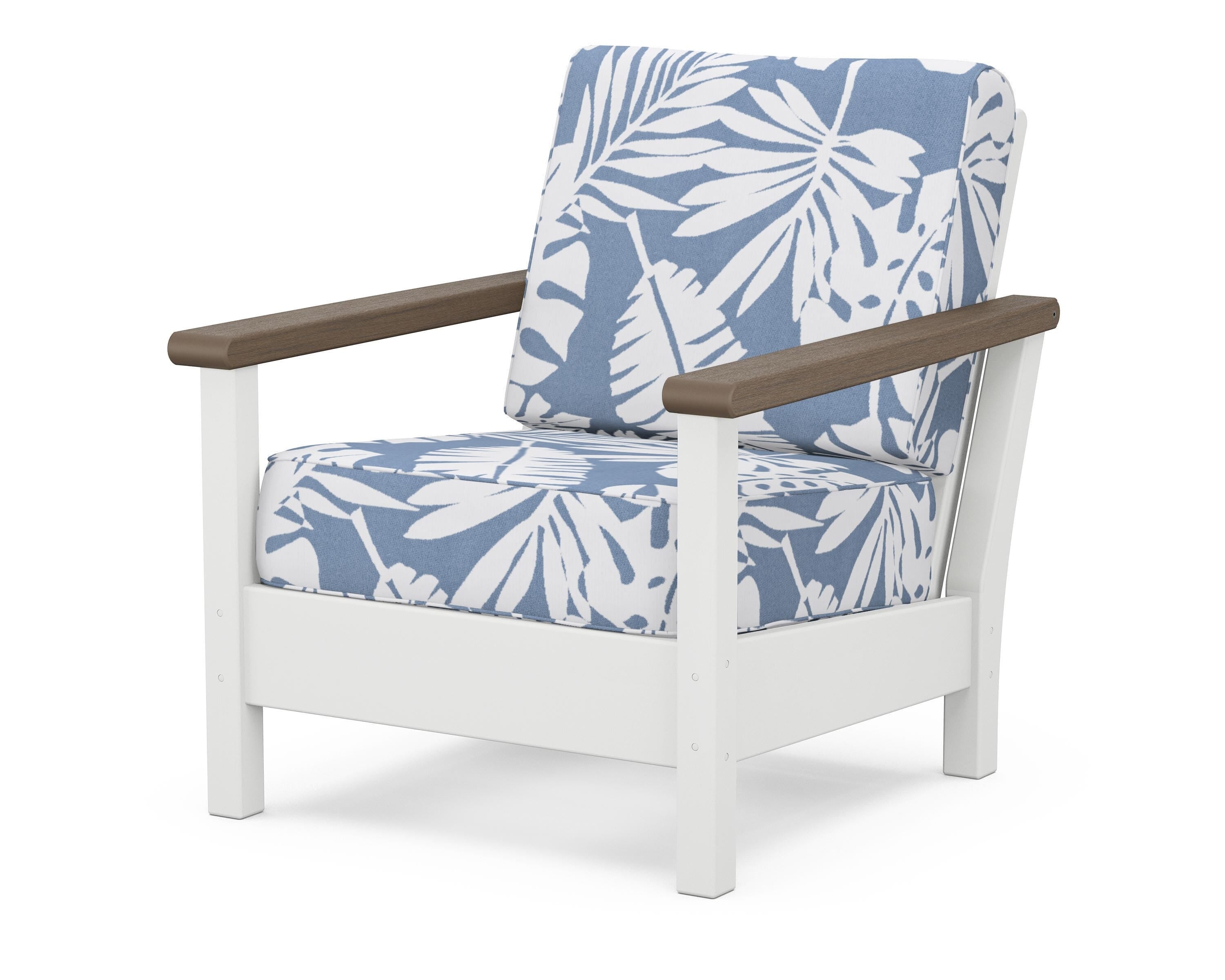 POLYWOOD® Harbour Deep Seating Chair in White / Kona / Leaf Sky Blue