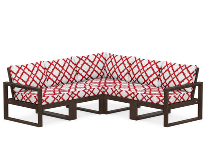 POLYWOOD® EDGE 5-Piece Modular Deep Seating Set in Mahogany / Trellis Crimson