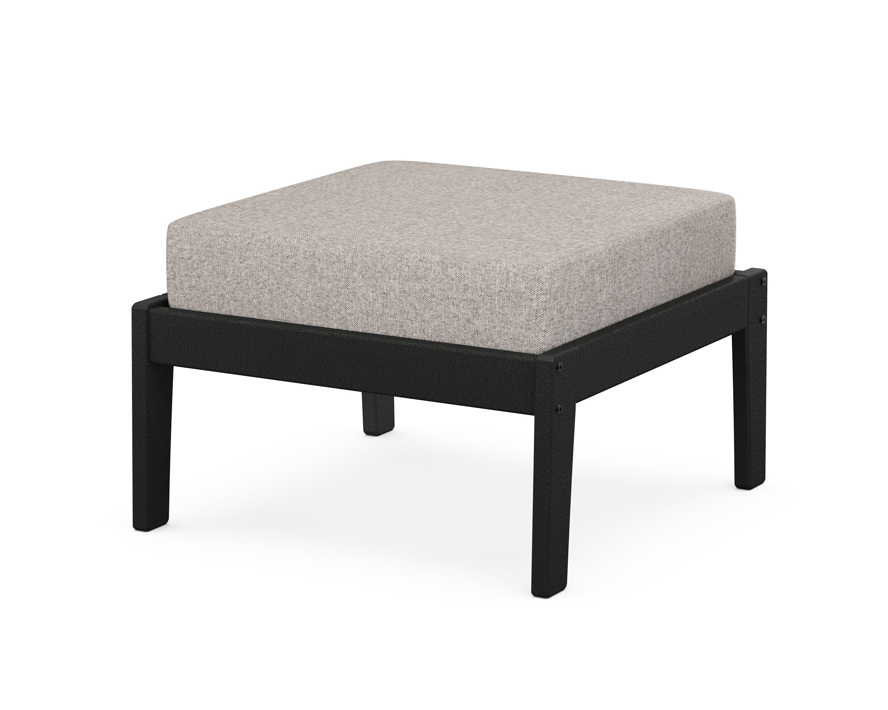 Unbranded Deep Seating Ottoman in Black / Weathered Tweed