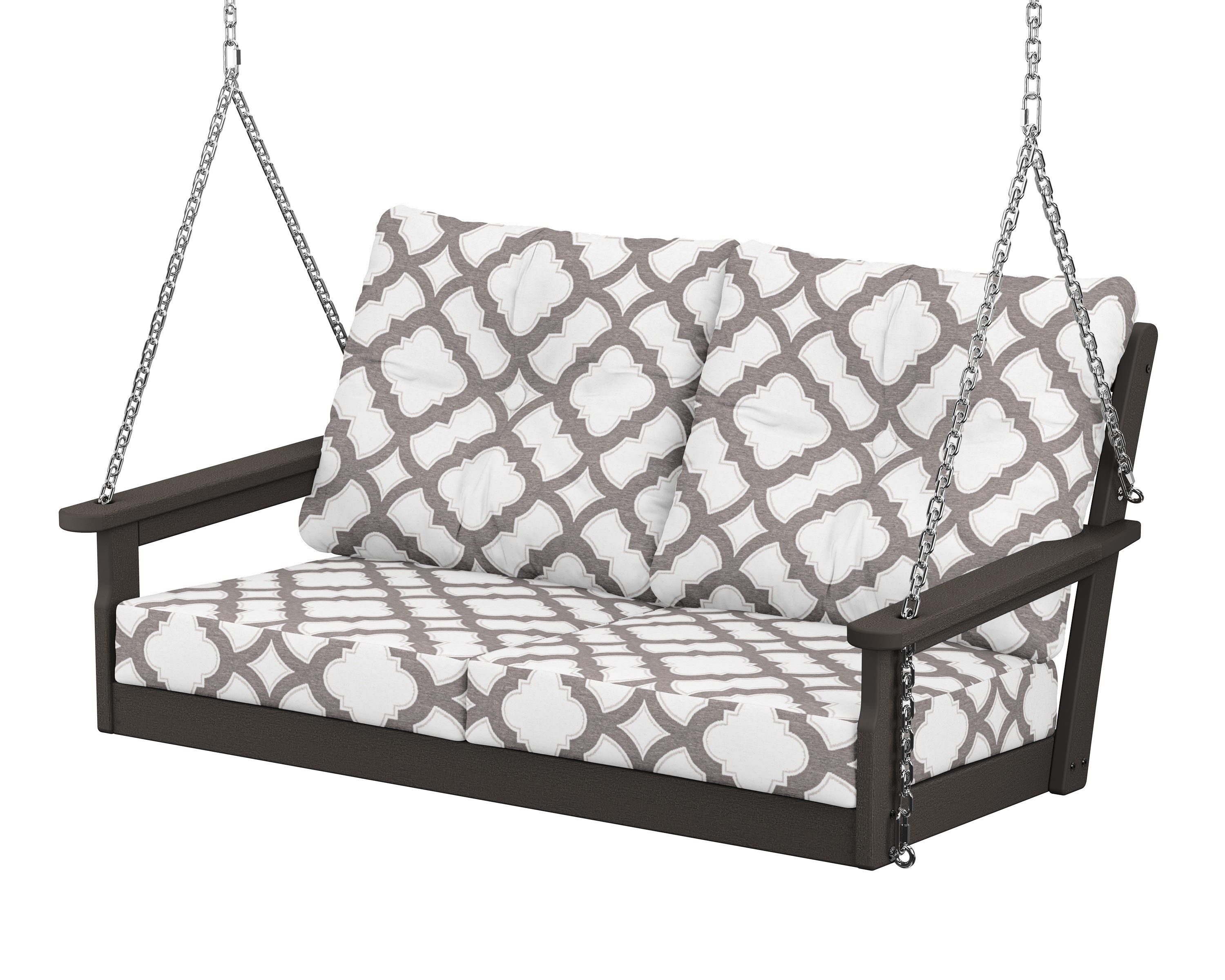POLYWOOD® Vineyard Deep Seating Swing in Vintage Coffee / Trellis Grey Mist