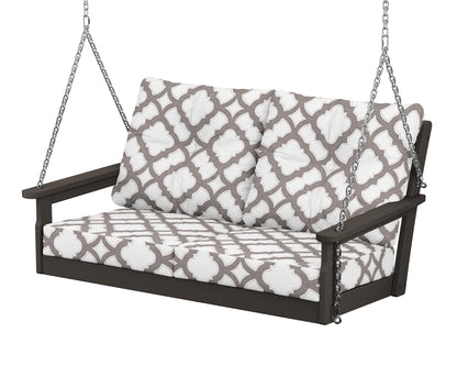 POLYWOOD® Vineyard Deep Seating Swing in Vintage Coffee / Trellis Grey Mist