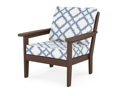 Country Living Cottage Deep Seating Chair in Mahogany / Trellis Sky Blue