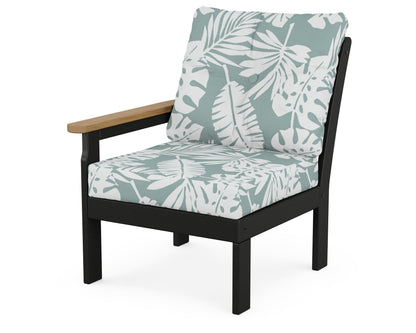 POLYWOOD® Vineyard Modular Left Arm Chair in Black / Natural / Leaf Glacier Spa