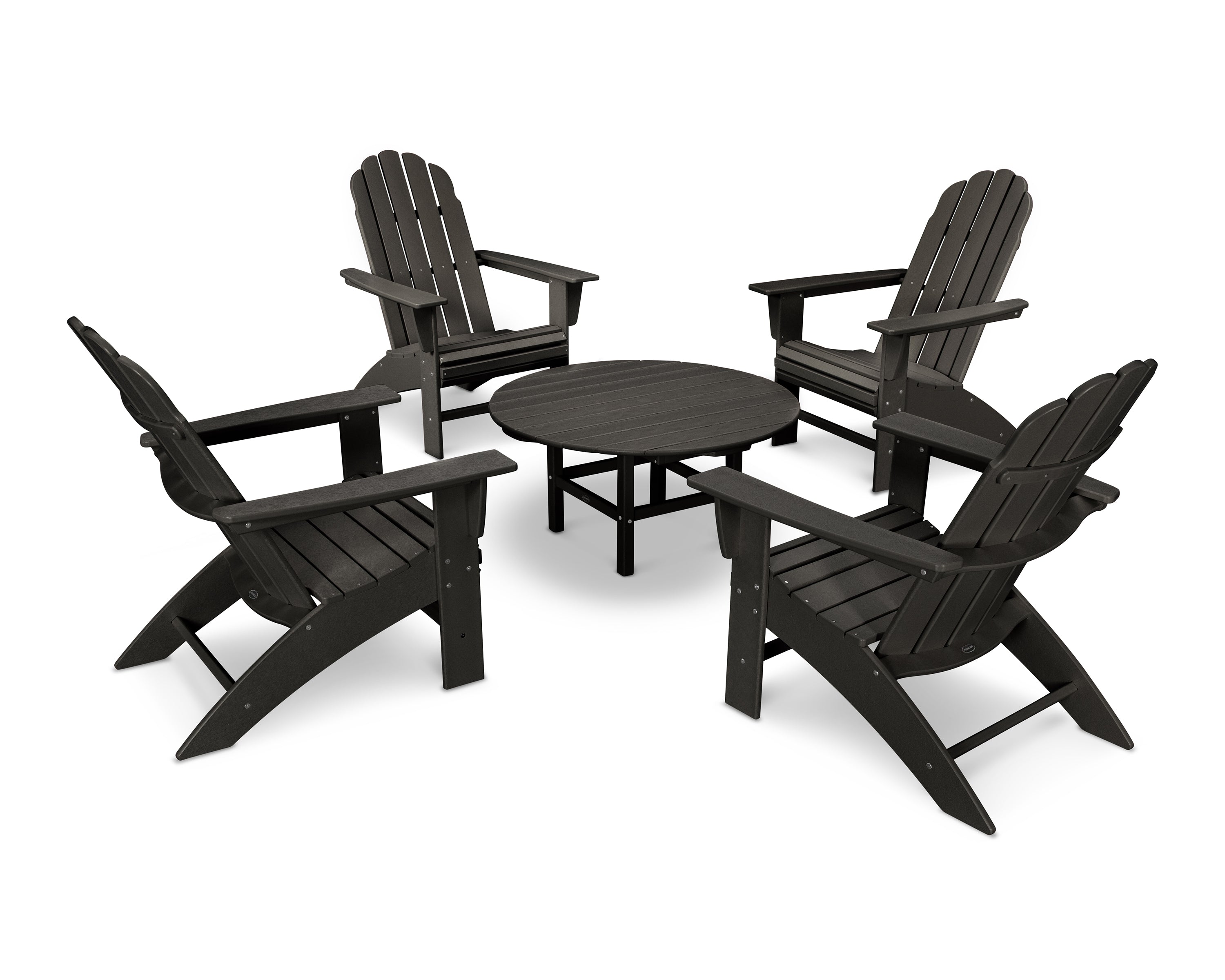 POLYWOOD® Vineyard 5-Piece Oversized Adirondack Set in Black