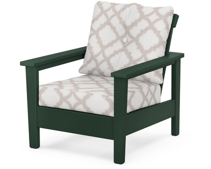 POLYWOOD® Prescott Deep Seating Chair in Green / Trellis Dune Burlap