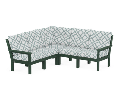 POLYWOOD® Vineyard 5-Piece Sectional in Green / Trellis Glacier Spa