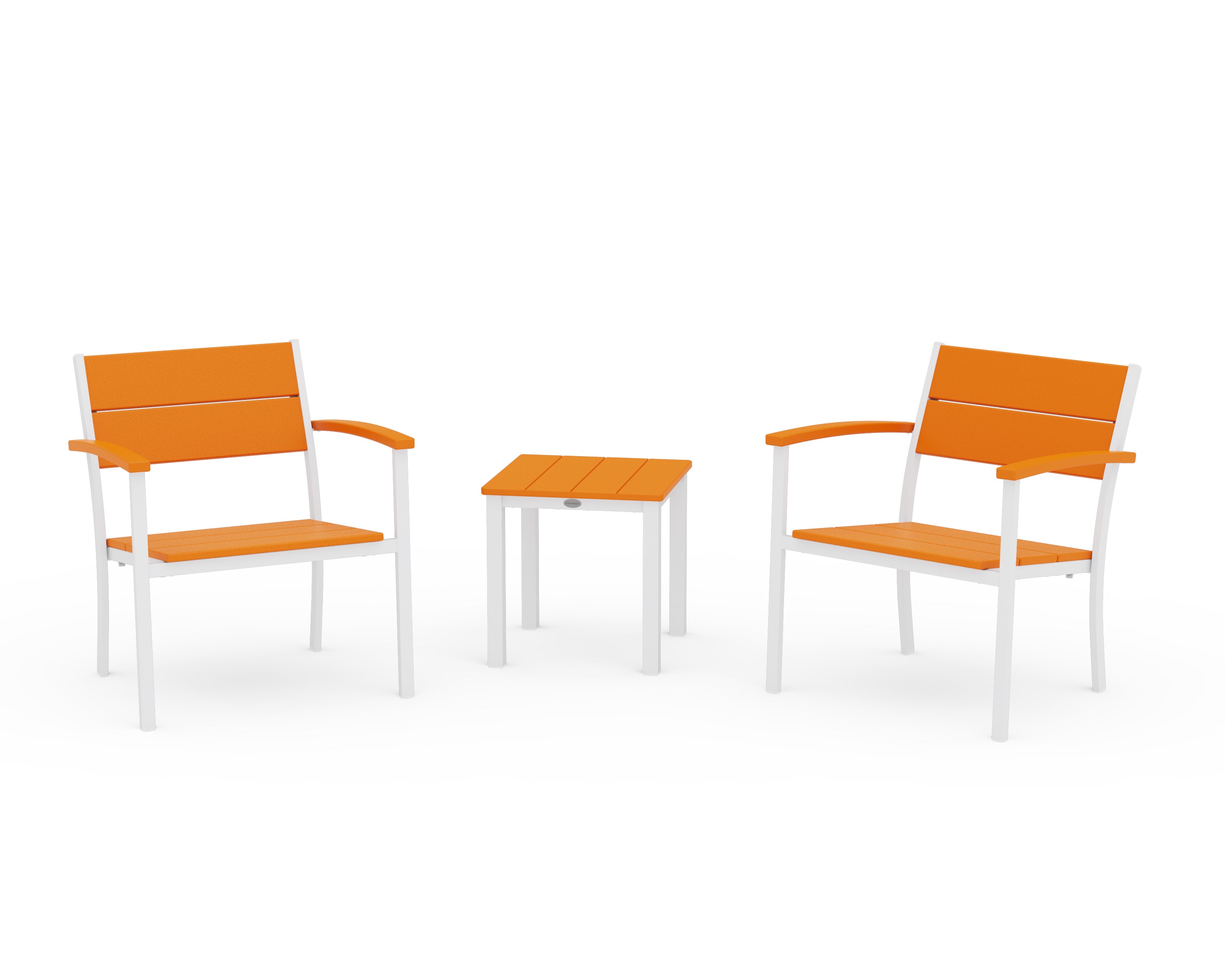 POLYWOOD® Main Street 3-Piece Lounge Chair Set in White / Tangerine