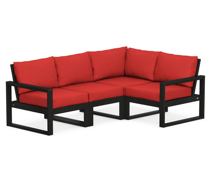 POLYWOOD® EDGE 4-Piece Modular Deep Seating Set in Black / Crimson Linen