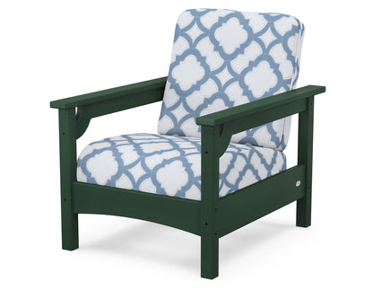 POLYWOOD® Club Chair in Green / Trellis Sky Blue
