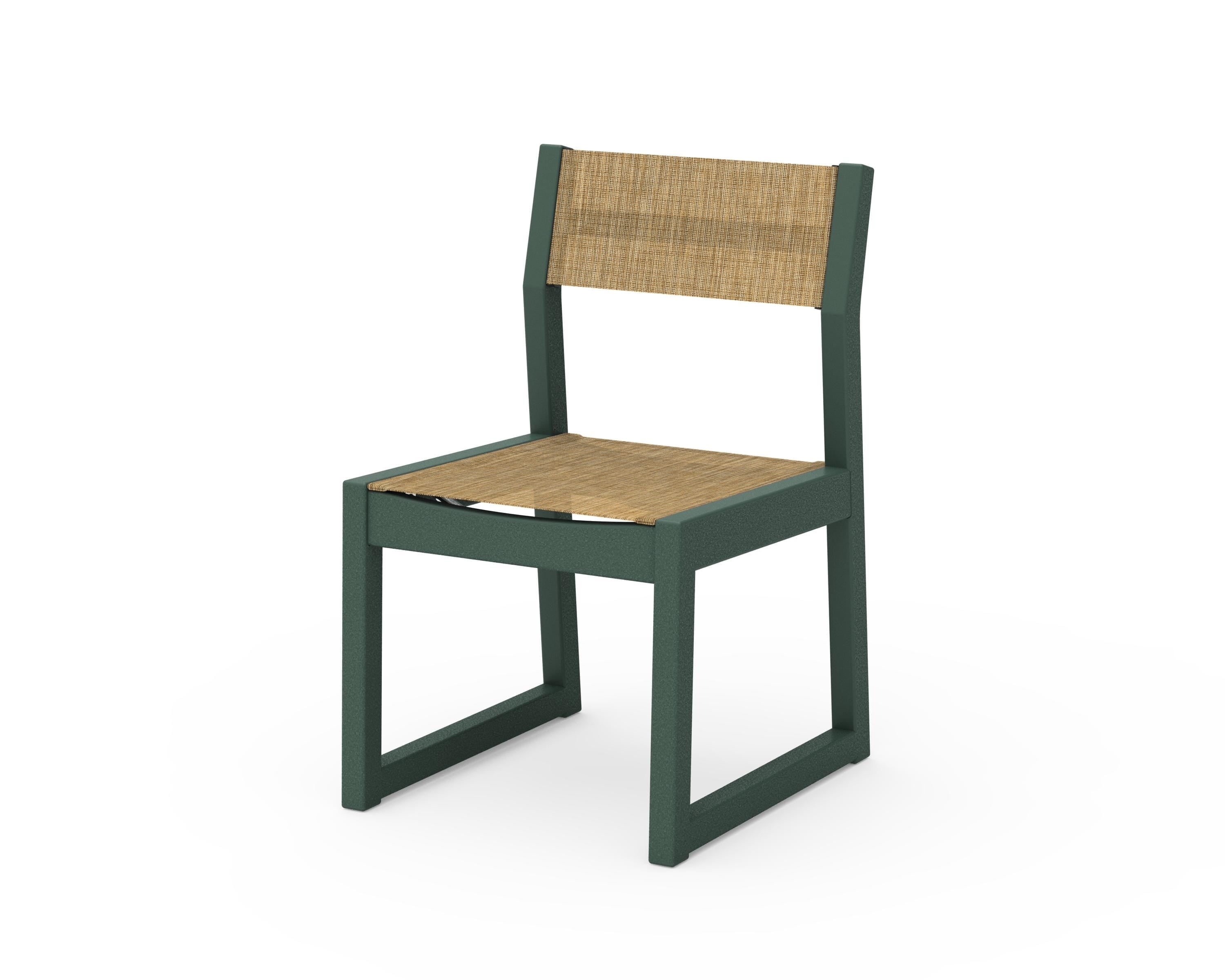 POLYWOOD® Edge Sling Dining Side Chair - 2 Chairs in Green / Burlap Sling