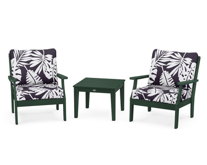 POLYWOOD® Braxton 3-Piece Deep Seating Set in Green / Leaf Navy