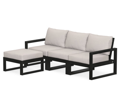 POLYWOOD® EDGE 4-Piece Modular Deep Seating Set with Ottoman in Black / Dune Burlap