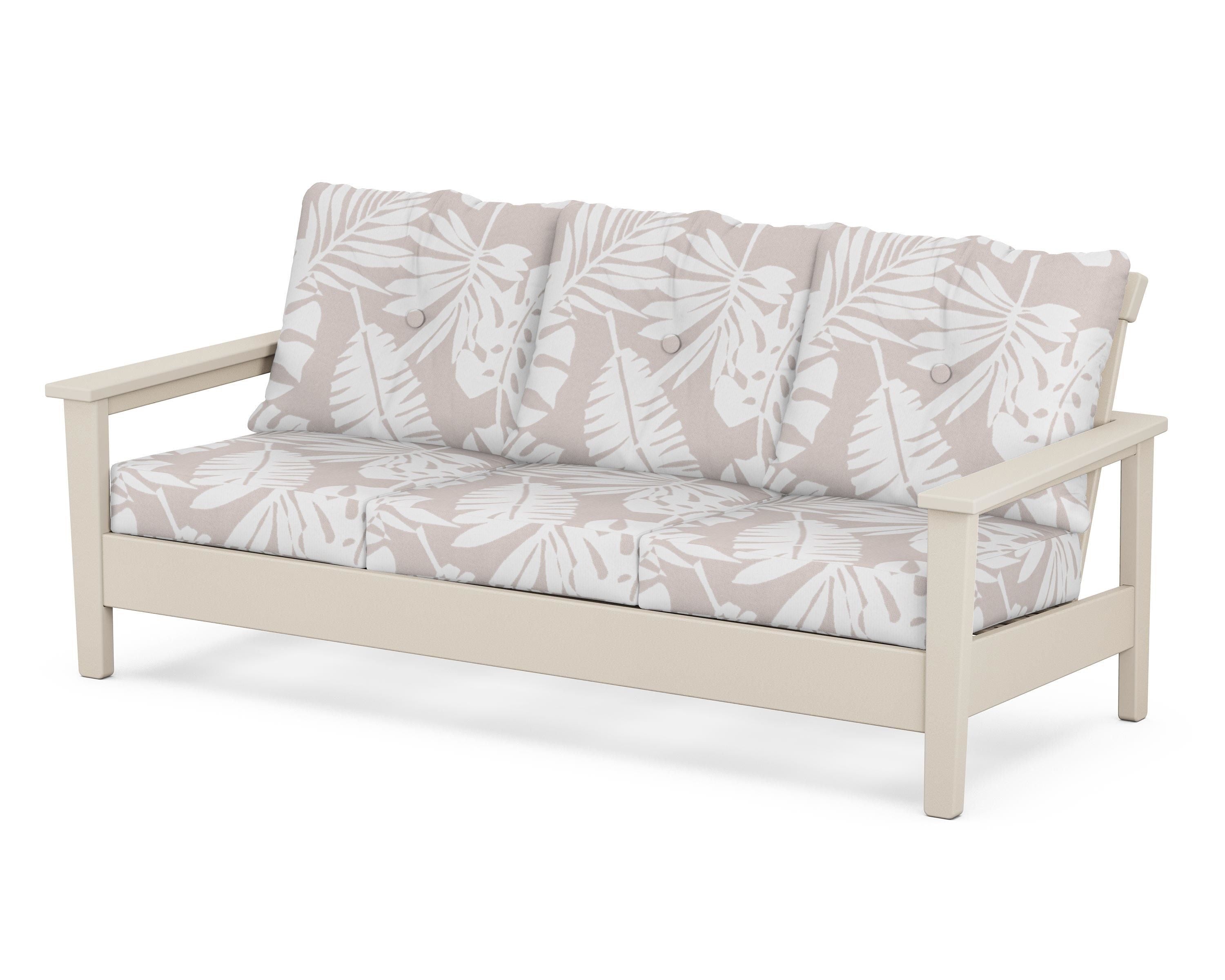 POLYWOOD® Prescott Deep Seating Sofa in Sand / Leaf Dune Burlap