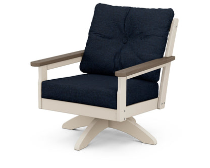 POLYWOOD® Vineyard Deep Seating Swivel Chair in Sand / Kona / Marine Indigo