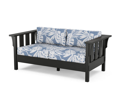Martha Stewart by POLYWOOD® Acadia Deep Seating Loveseat in Black / Leaf Sky Blue