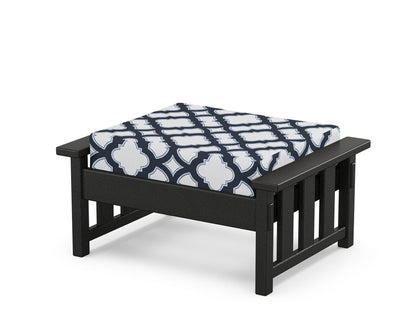 Martha Stewart by POLYWOOD® Acadia Deep Seating Ottoman in Black / Trellis Marine Indigo