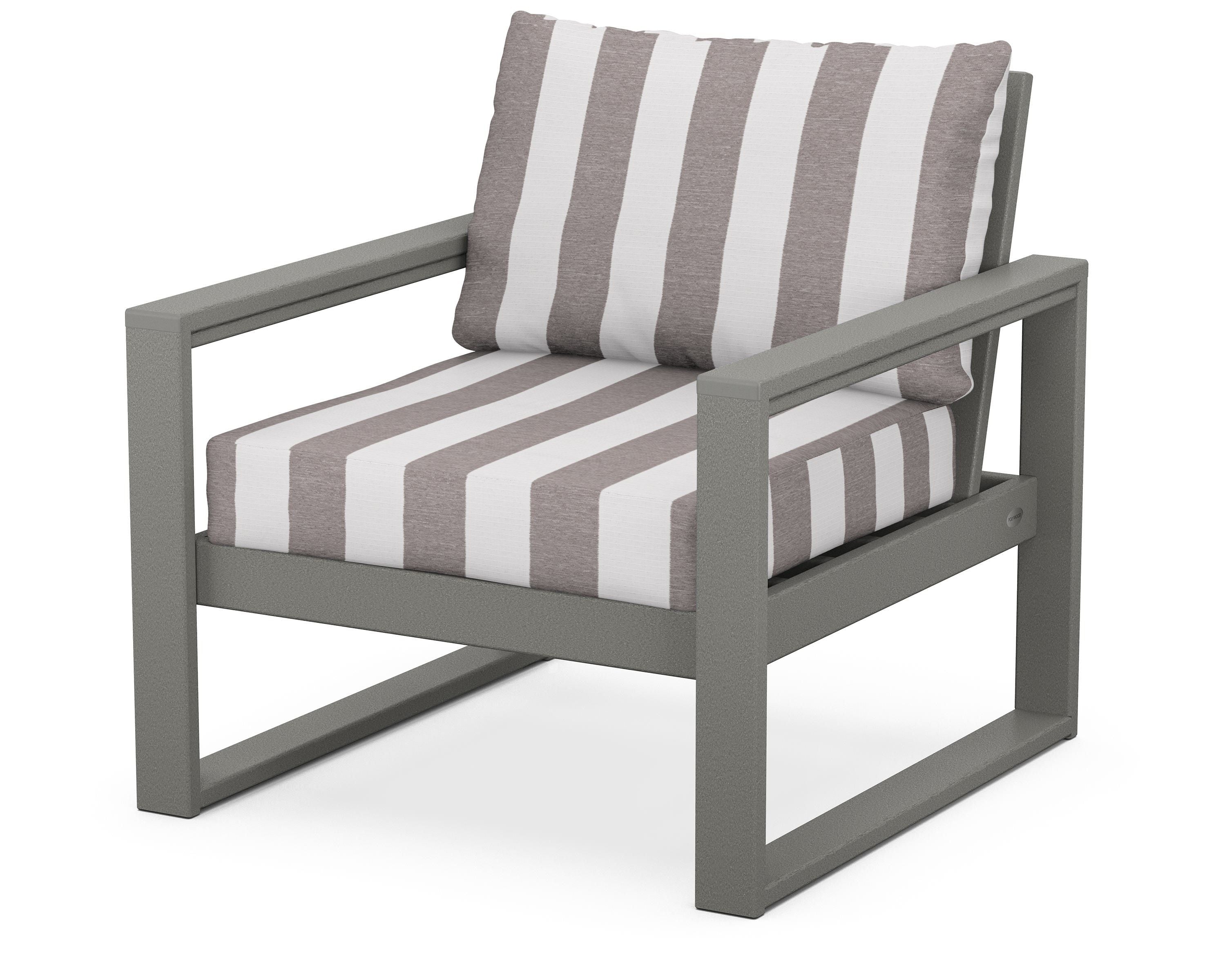 POLYWOOD® EDGE Club Chair in Slate Grey / Cabana Stripe Grey Mist