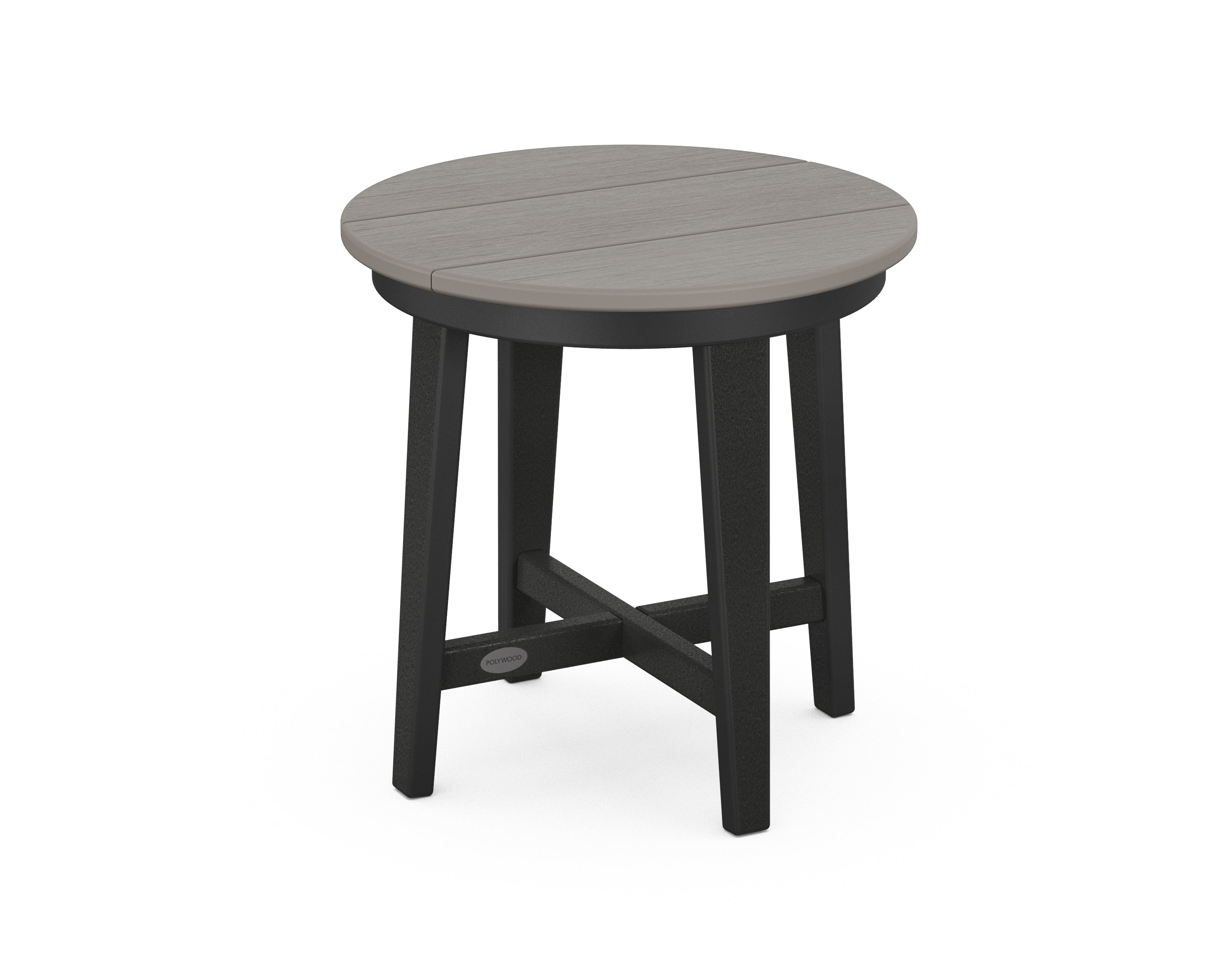 POLYWOOD® Newport 19" Round End Table in Black / Driftwood