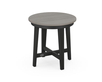 POLYWOOD® Newport 19" Round End Table in Black / Driftwood