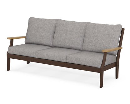 POLYWOOD® Braxton Deep Seating Sofa in Mahogany / Natural / Grey Mist