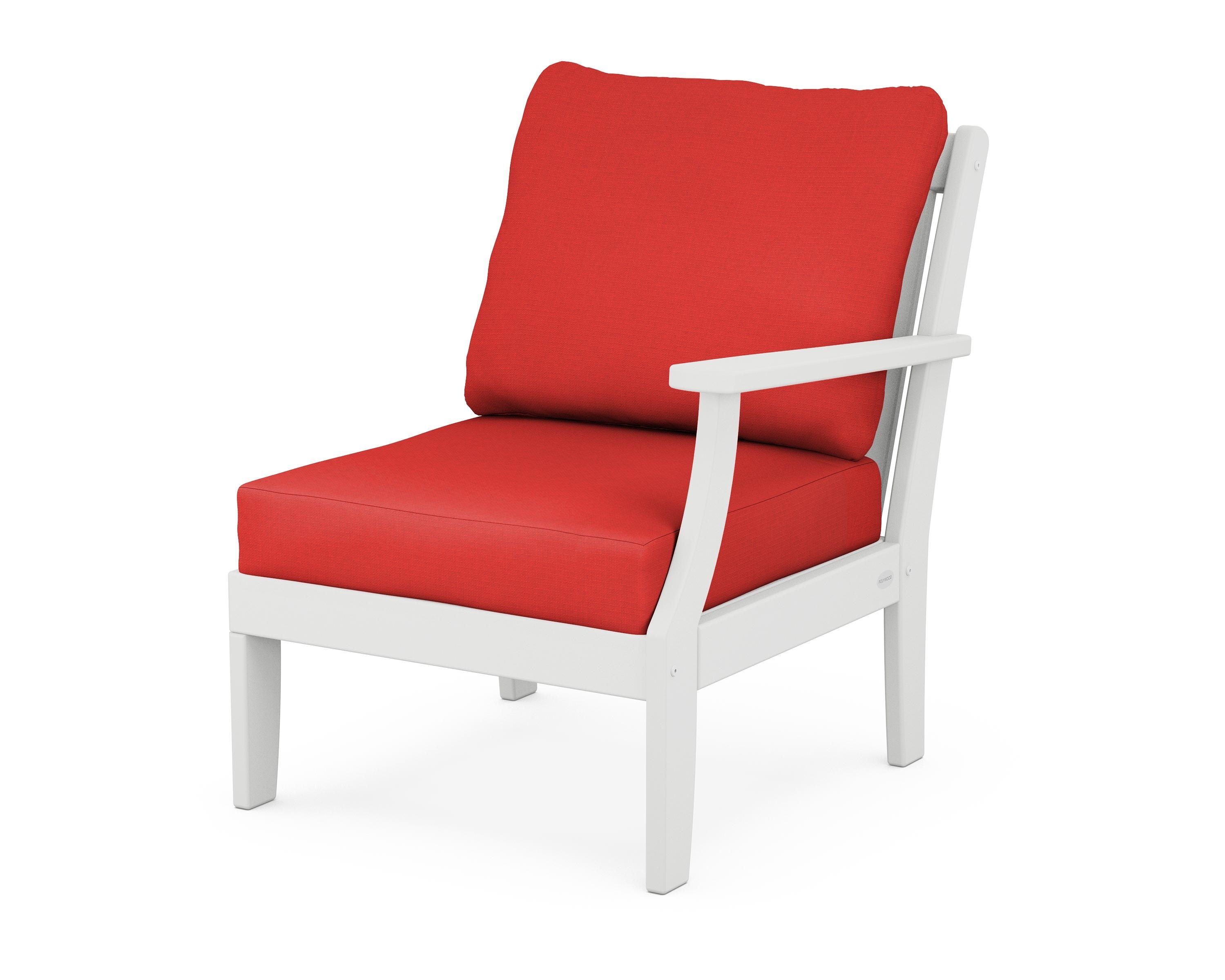 POLYWOOD® Braxton Modular Right Arm Chair in White / Crimson Linen