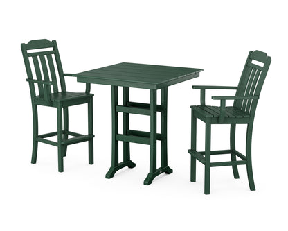 Country Living Cottage 3-Piece Farmhouse Bar Set with Trestle Legs in Green