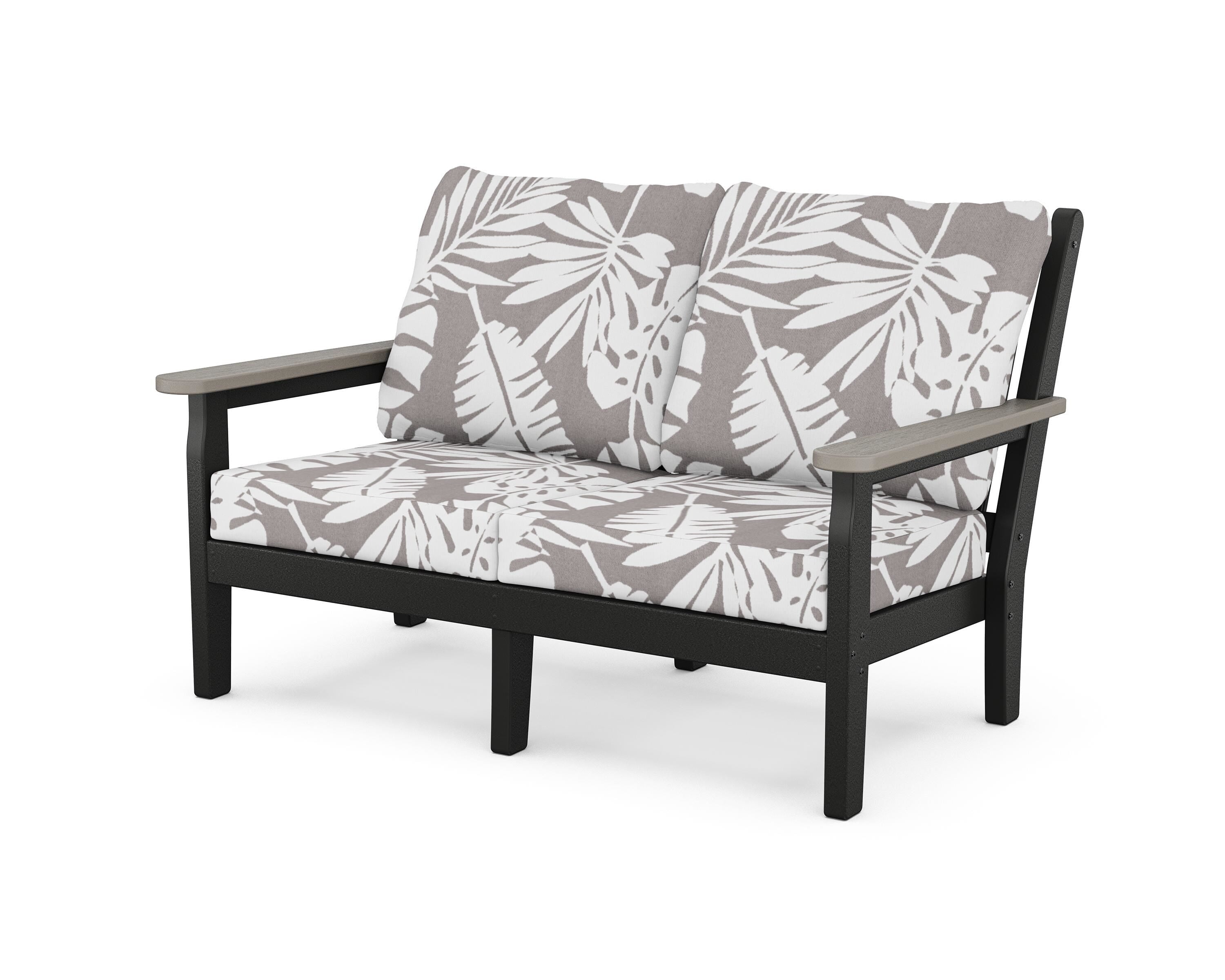 POLYWOOD® Chippendale Deep Seating Loveseat in Black / Driftwood / Leaf Grey Mist