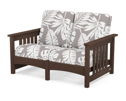 POLYWOOD® Club Mission Loveseat in Mahogany / Leaf Grey Mist