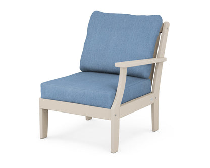 POLYWOOD® Braxton Modular Right Arm Chair in Sand / Sky Blue