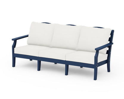Draper James™ by  POLYWOOD® Savannah Deep Seating Sofa in Navy / Natural Linen