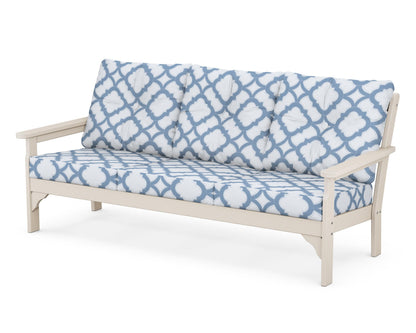 POLYWOOD® Vineyard Deep Seating Sofa in Sand / Trellis Sky Blue