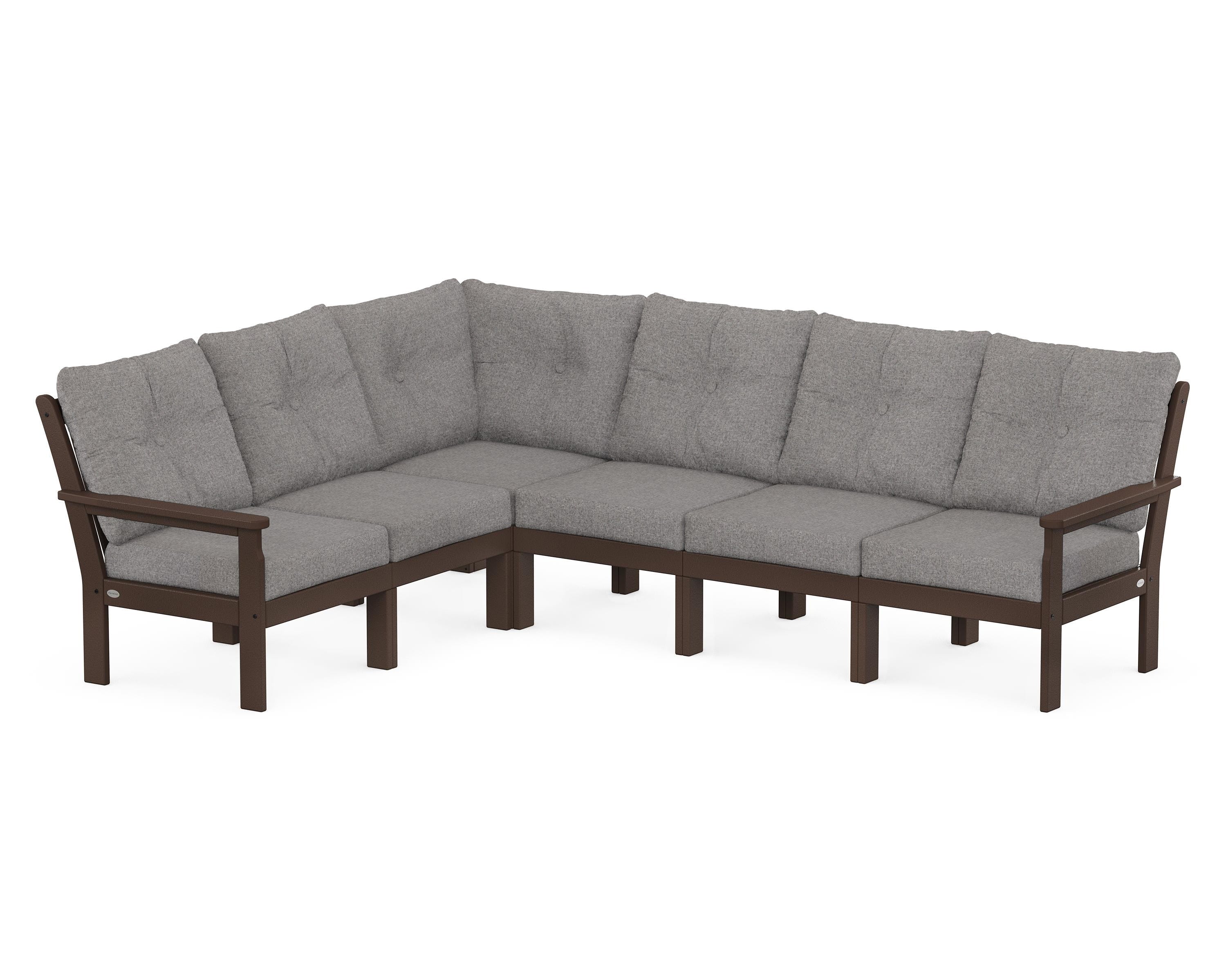 POLYWOOD® Vineyard 6-Piece Sectional in Mahogany / Grey Mist