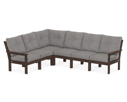 POLYWOOD® Vineyard 6-Piece Sectional in Mahogany / Grey Mist