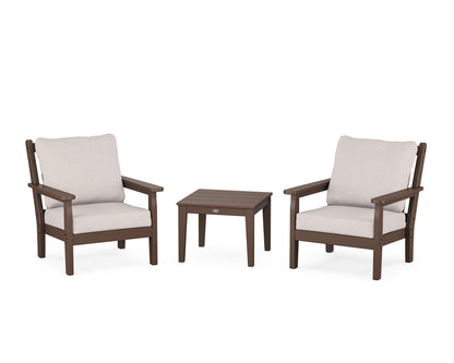 POLYWOOD® Chippendale 3-Piece Deep Seating Set in Mahogany / Dune Burlap